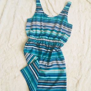 Loft silky, striped dress- dress up or down!